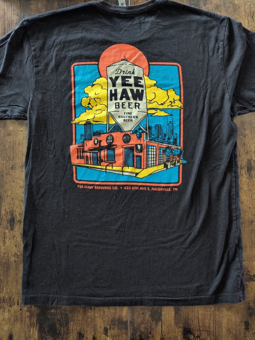Yee Haw Brewing Co Nashville Graphic Tee Black Beer Shirt Unisex Size Large